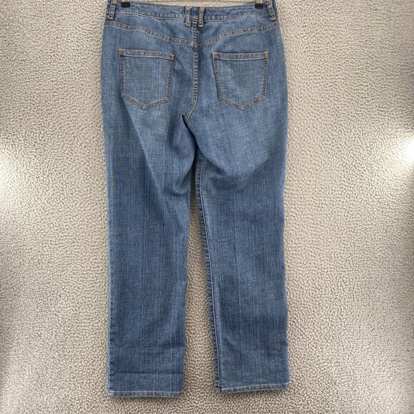 Chicos Jeans Womens 2 US 12 Blue Platinum Straight Leg Distressed Denim Stretch - Picture 3 of 11